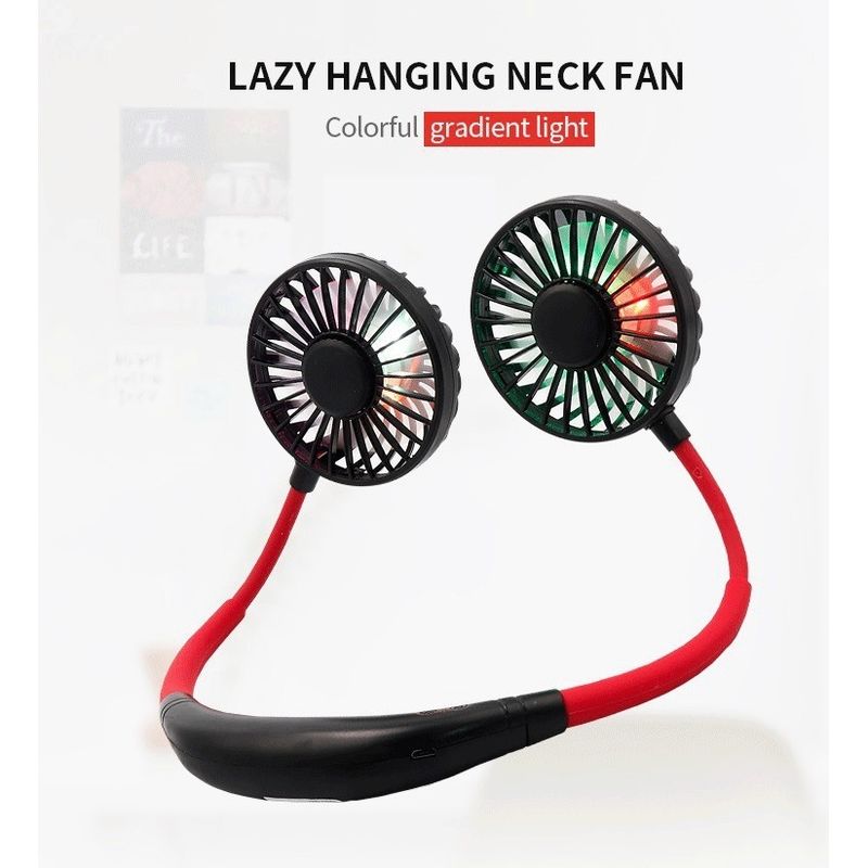 Mini-ventilator B In Schwarz Und Rot, Leiser Und Tragbarer Mini-hängeventilator, 2 Verstellbare Köpfe, 3 Geschwindigkeitsstufen, Wiederaufladbar