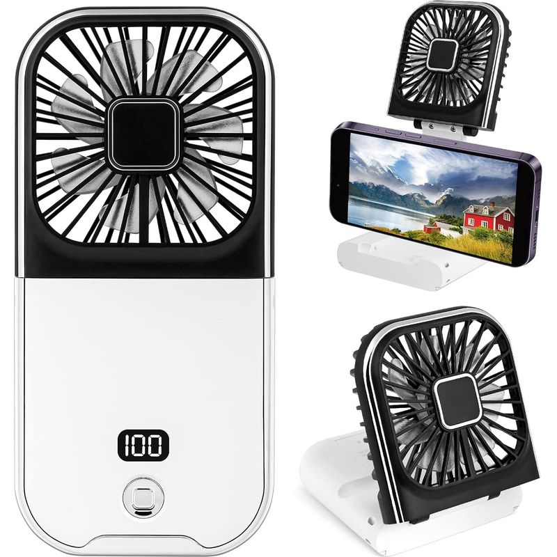 Tragbarer, Batteriebetriebener Ventilator, Um 180° Faltbar, Ideal Für Büro, Schule, Zuhause, Reisen Und Camping.
