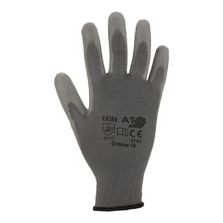 Asatex Handschuhe PU Gr.10 grau Nylon Feinstrick m.Strickbund