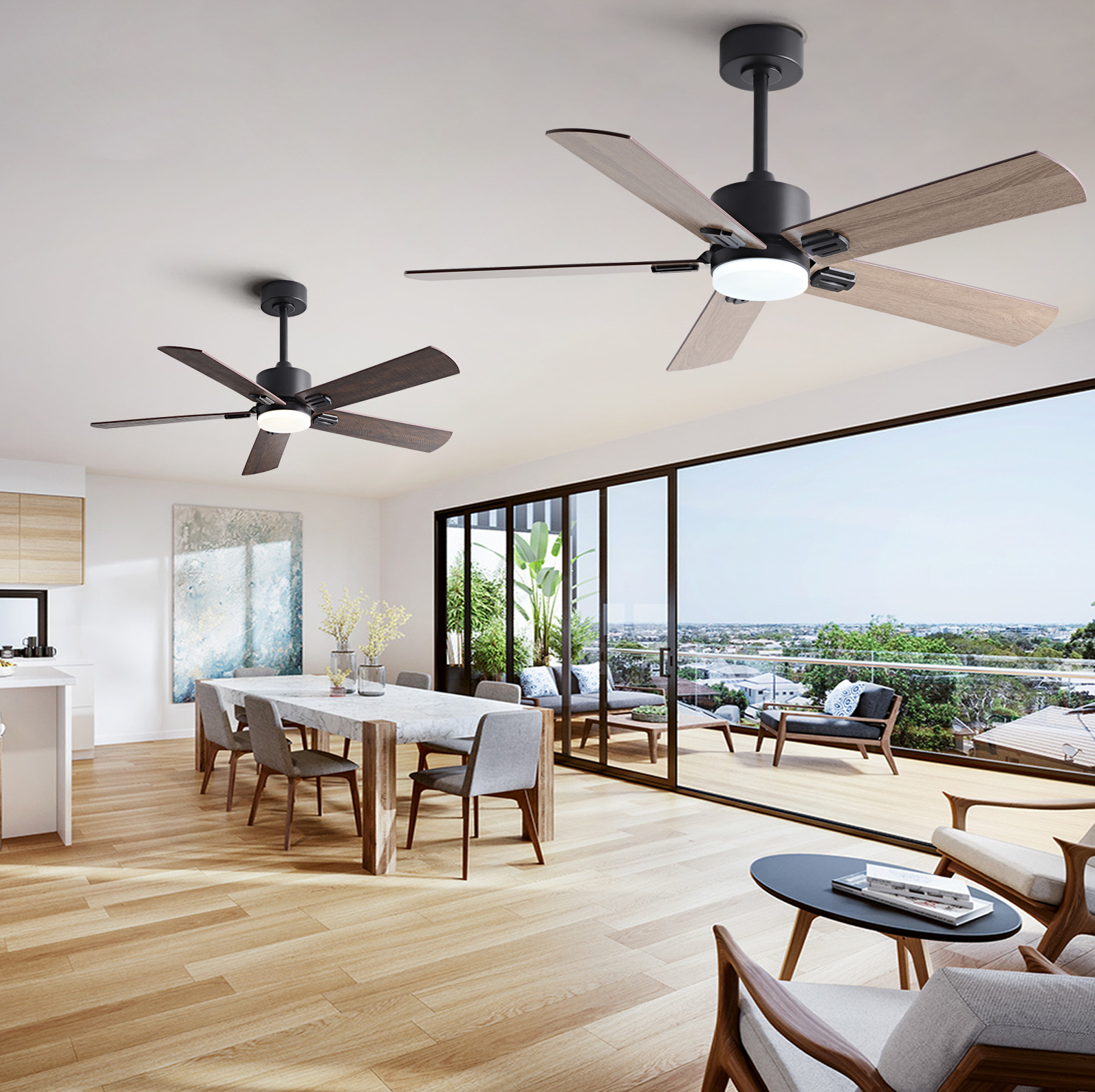 42-zoll-deckenventilator Mit Licht, Fernbedienung, Metall Holz Okmyhome