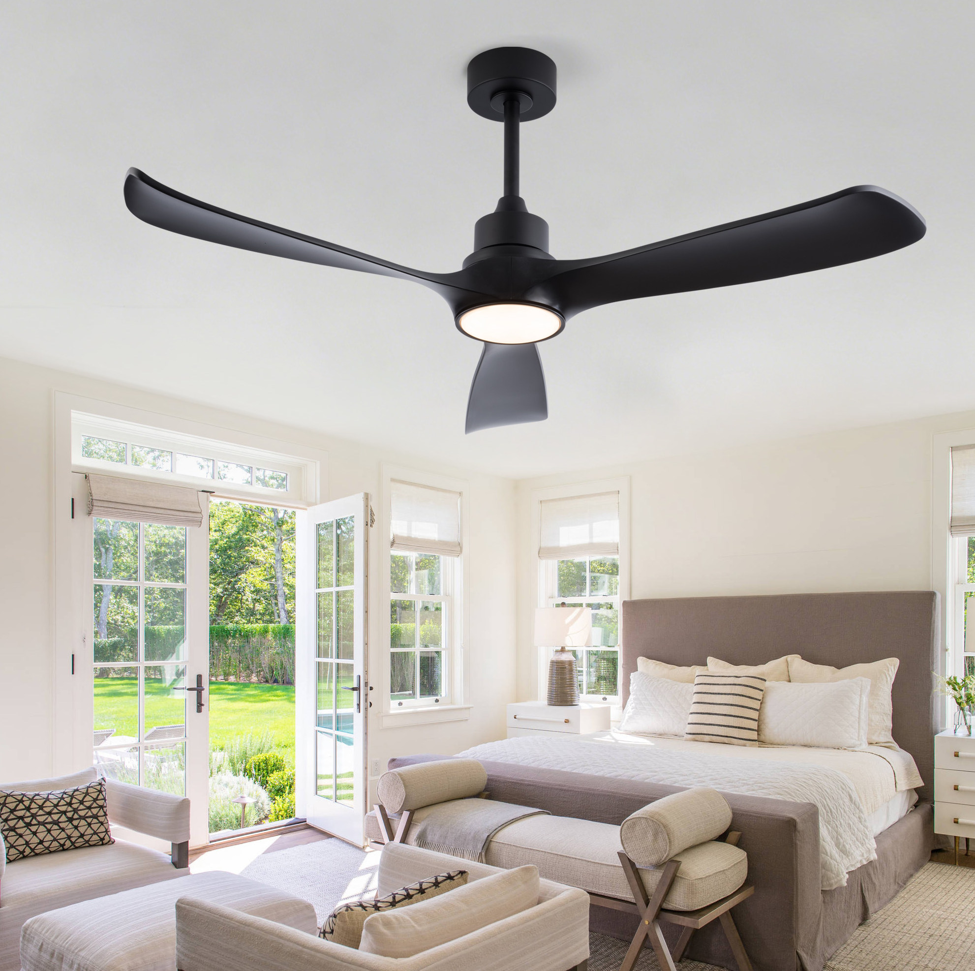 Deckenventilator Mit Licht 52 Zoll, Fernbedienung, Abs, Schwarz Okmyhome