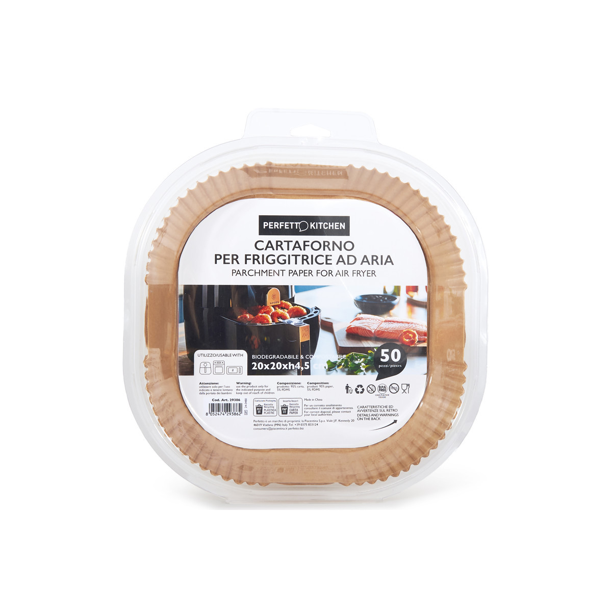 Perfetto Backpapierschalen Für Heißluftfritteuse 16x16x4,5 Cm Havana - Packung 50 Stück