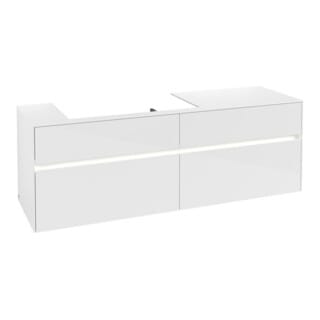 V&B Waschtischunterschrank Collaro 160x54,8x50cm, WT l, LED 12W, glo wh.