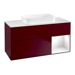 V&B Waschtischunterschrank Finion 120x60 cm, Reg re glo wh. Lac, Peo Matt