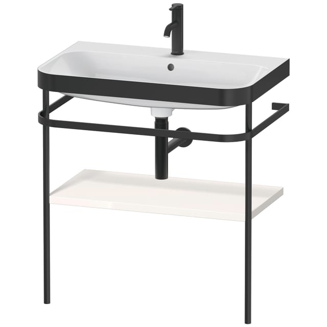 Duravit Möbelwaschtisch-Kombi Happy D.2 Plus 77,5x49cm, 1 HL, we hgl, m Metallkonsole