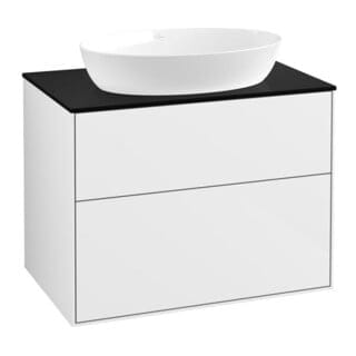 V&B Waschtischunterschrank Finion 80x60,3cm, Abd.-Pl. bla m, glo wh. Lac