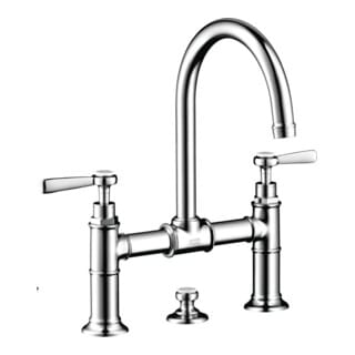 hansgrohe Zwei-Griff-Waschtischarmatur 220 Axor Montreux A 175mm, m H-Gr, ZugstAblGar, brush. ni.