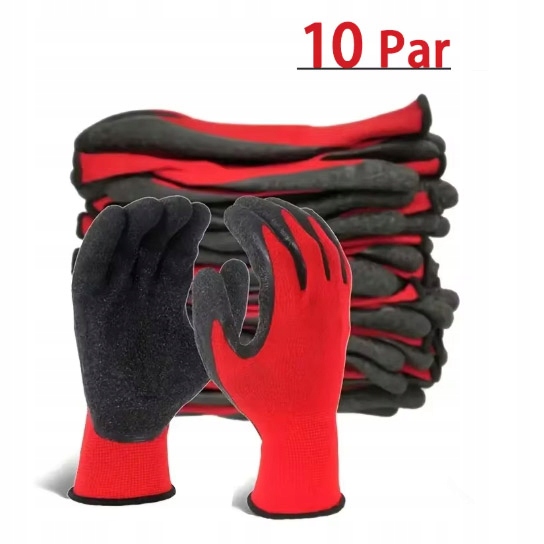 Schutzhandschuhe, Arbeitshandschuhe, Latexiert, Robust, 10 Paar – Größen 10–xl
