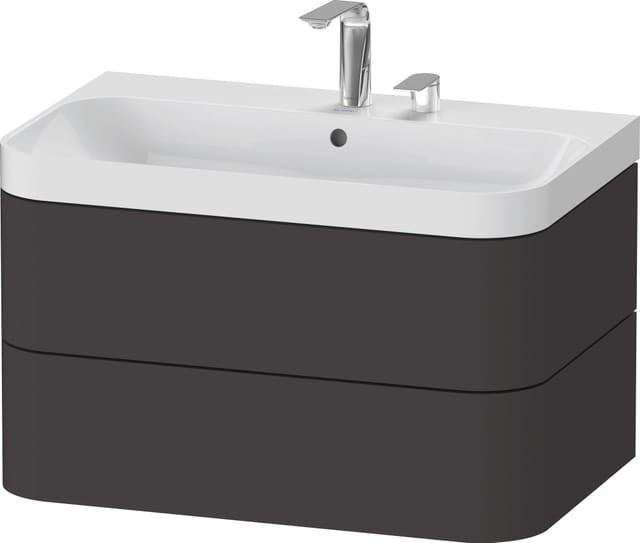 Duravit Möbelwaschtisch Happy D.2 Plus 77,5x49cm, 2 HL, graph matt, 2 Schubk.