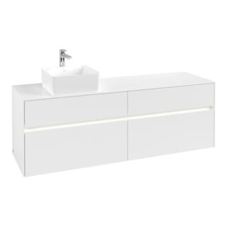 V&B Waschtischunterschrank Collaro 160x54,8x50cm, WT l, LED 12W, wh. ma