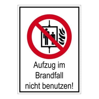Eichner Verbotsschild Aufzug im Brandfall nicht benutzen 13,1 x 18,5 cm