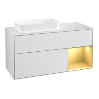 V&B Waschtischunterschrank Wandbeleuchtung Finion 120x60 cm, Reg re gol m, wh. m lacquer