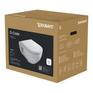 Duravit Wand-WC, Tiefspüler-Set D-Code m Sitz, Absenkautomatik, Rimless, weiß