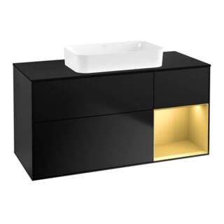V&B Waschtischunterschrank Wandbeleuchtung Finion 120x60 cm, Reg re gol m, bla m lacquer