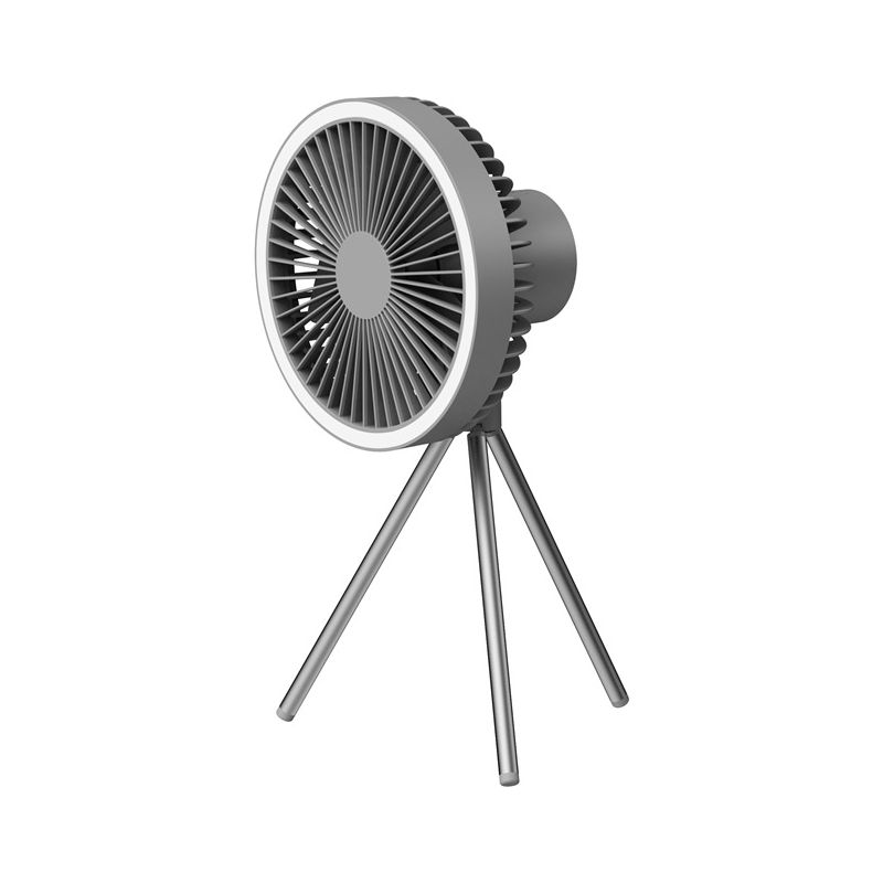 Wiederaufladbarer, Tragbarer Tischventilator Mit Led-licht Und Metallstativ Über Usb, Ideal Für Campingausflüge Im Freien.