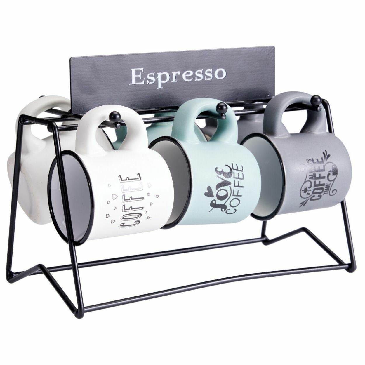 Set Mit 6 Espressotassen Und Ständer