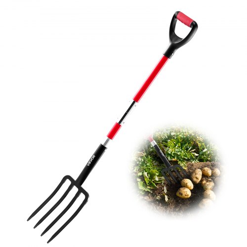 Dunggabel, 4-zinken-heugabel Mit Fiberglasstiel, 1150 Mm Mistgabel, Mistforke Mit Y-griff, Spatengabel Aus Geschmiedetem Stahl Für Heu, Kartoffelkompostierung, Umpflanzen Und Belüftung