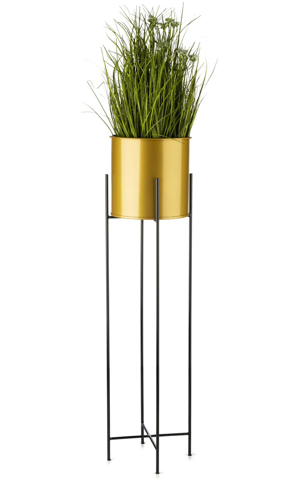 Blumenständer Mit Deckel, 95 Cm, Schwarz Und Gold