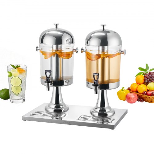 Getränkespender (2 X 8 L) Für Partys Saftspender (aus Edelstahl + Polycarbonat) Mit Tropfsicherem Zapfhahn & Sockel Wasserspender Für Restaurants Partys, Selbstgemachte Getränke Spender