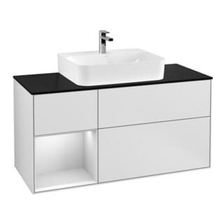 V&B Waschtischunterschrank Wandbeleuchtung Finion 120cm, Pl b m, Rg l wh. m Lac, wh. m Lac