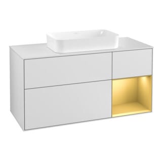 V&B Waschtischunterschrank Finion 120cm, Pl wh. m, Reg re gol m, wh. m Lac