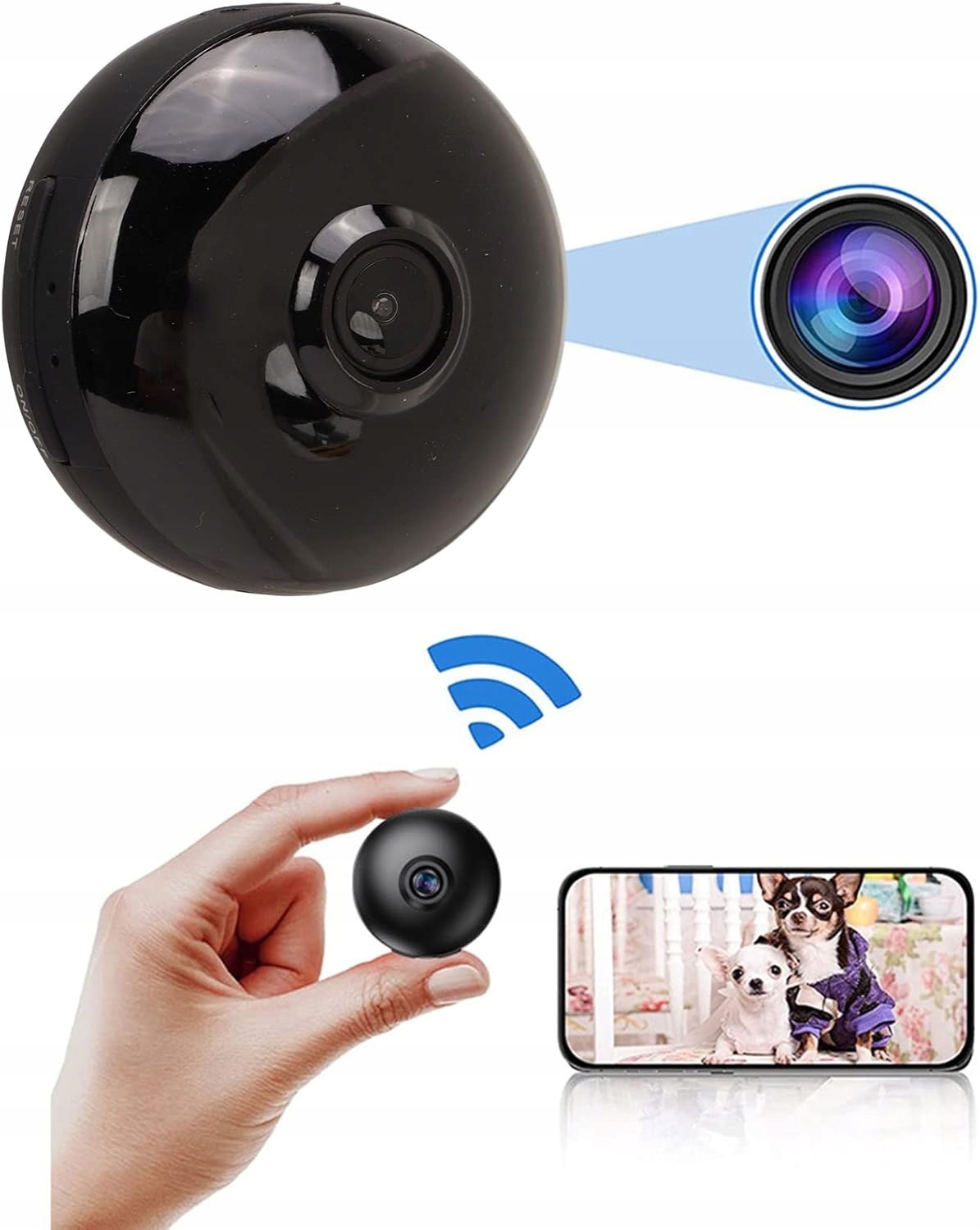 Mini-funk-spionagekamera Mit Magnet, Batterien, Full Hd 1080p, Wlan