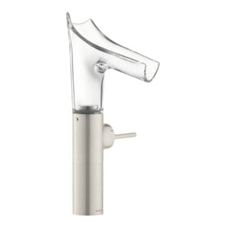 hansgrohe Waschtisch-Einhebelmischer Axor Starck V 220 m Glas, unver Abl.garn, Edelstahl-Optik