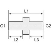 Riegler Doppelgewindenippel, zyl., G 1/4 a., G 1/4 a., SW 17, MS vern. Bild 2