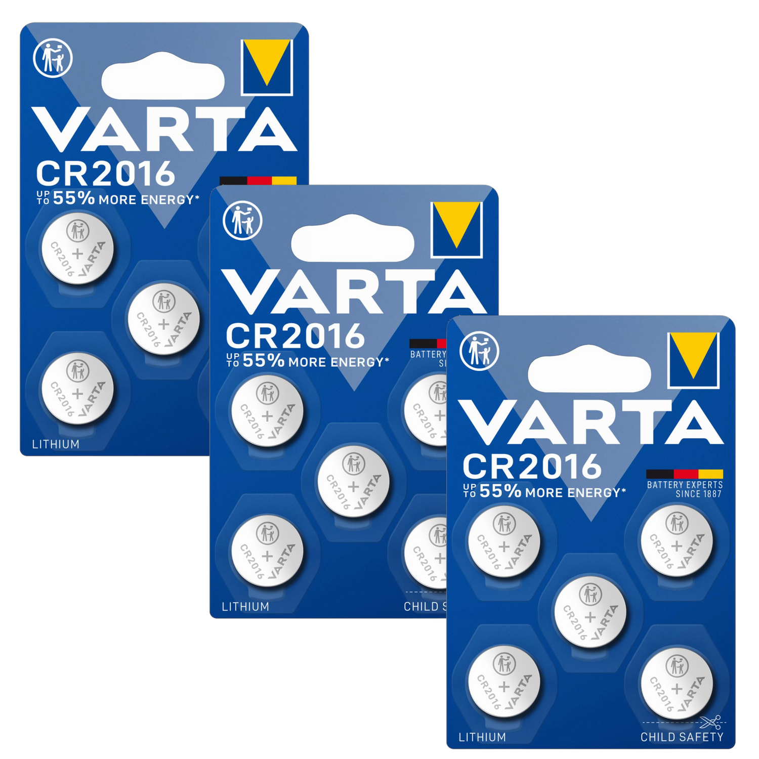 Varta Cr 2016 Lithium-knopfzellenbatterie Für Uhrenfernbedienung 3v 5 Stück X3