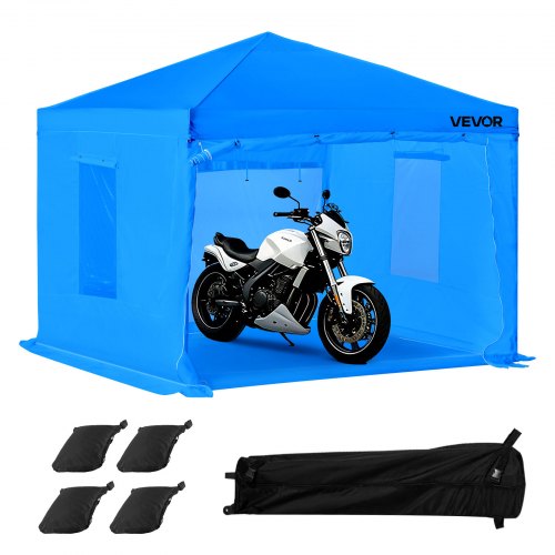 Tragbares Lackierkabinenzelt (293x293x181 Cm) Sprühfarbenzelt Für Sprühmalerei, Wasserfeste & Faltbare Farbkabine Mit 2 Netz-seitenfenstern Für Autoteile Möbel Motorräder Sprühschutz Blau