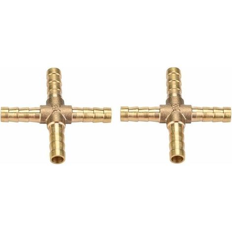 Stück Messing-kreuzstück 4-wege-rohrverbindungsstücke Mit Widerhaken, Verbinder Für Luft, Wasser, Kraftstoff, Öl Und Benzin Zur Rohrverbindung (6 Mm)