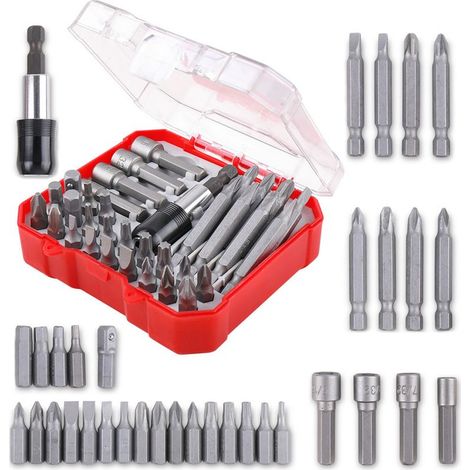 34-teiliges Bohrmaschinen-zubehörset, Inklusive Bits (phillips, Pozidriv, Torx, Sechskant), Steckschlüssel Und Schnellwechsel-bithalter.