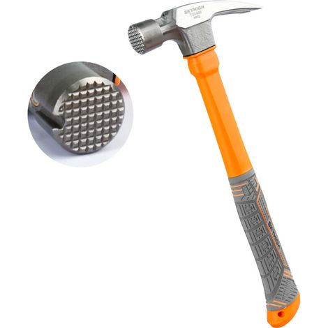 Nagelzieherhammer, 630 G, Abreißklaue, Kopf Aus Kohlenstoffstahl, Magnetischer Nagelzieher, Für Heimwerkerarbeiten, Tischlerarbeiten, Orange