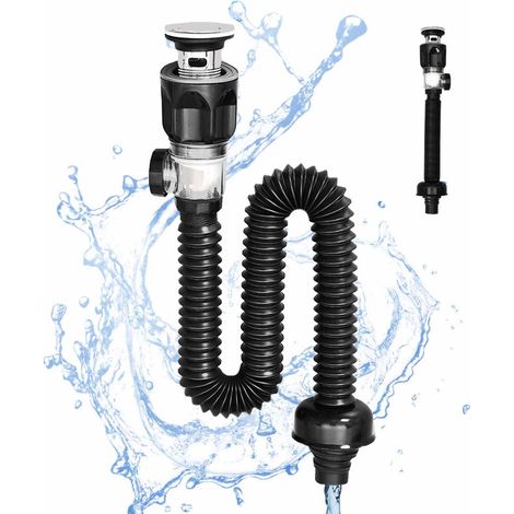 Universeller Spülbeckensiphon, Badezimmer-spülbeckenablaufset Mit Flexiblem Und Ausziehbarem P-förmigem Spülbeckenablaufschlauch Für 1-1/4"- Und 1-1/2"-abflusslöcher.