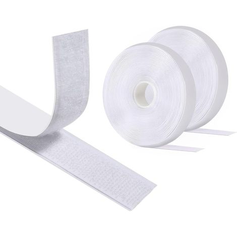 Doppelseitiges, Kratzfestes Klebeband 8 X 20 Mm, Klettband, Starkes Klebeband Mit Klettverschluss Zum Nähen (weiß) (5er-packung)