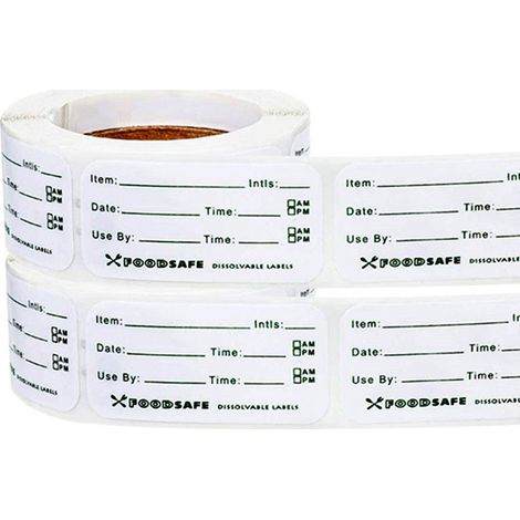 Rollen Mit Je 300 Selbstklebenden Lebensmitteletiketten, Kühlschranketiketten, Datumsetiketten Und Wasserlöslichen Lebensmitteletiketten Für Catering