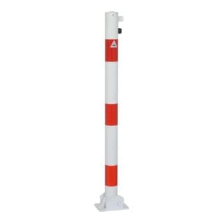 Schake Absperrpfosten Typ 460UVHB, umlegbar, für Vorhangschloß, zum Einbetonieren, Ø 60mm, weiß / rot