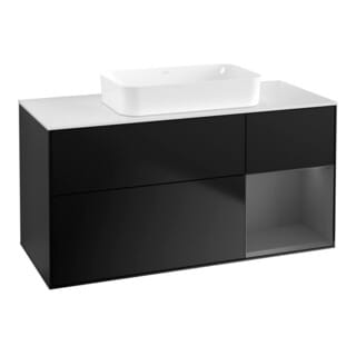 V&B Waschtischunterschrank Finion 120x60 cm, Reg re Anthrac. m, bla m Lac