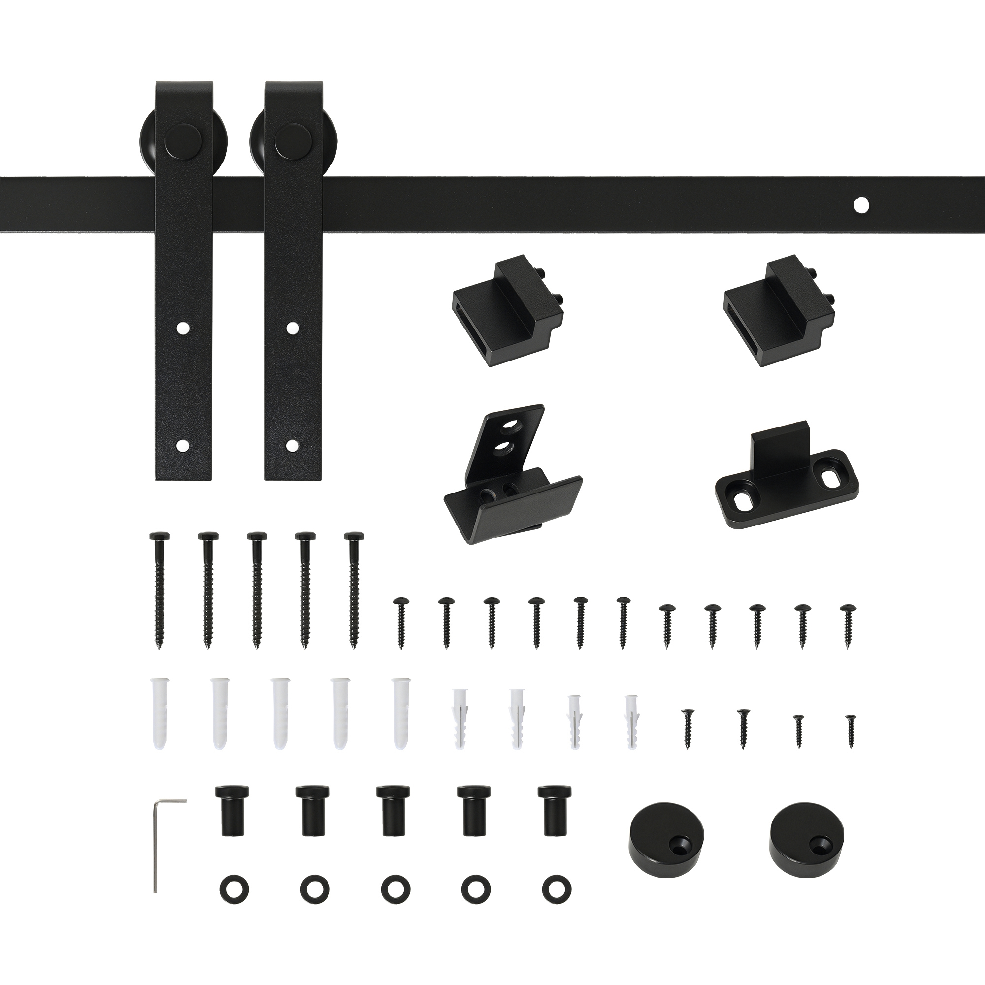Komplettes Set Für Eine 200 Cm Schiebetür, Inklusive Beschlägen Mit Bodenführung, Führungsschiene, Rollen Und System Für Eine Einflügelige Holzschiebetür.