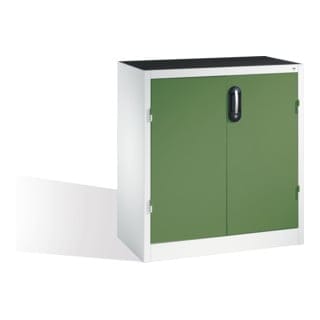 C+P Schwerlast-Beistellschrank mit Drehtüren, innen 1 Boden, H1000xB930xT500mm Front Resedagrün Korpus Lichtgrau