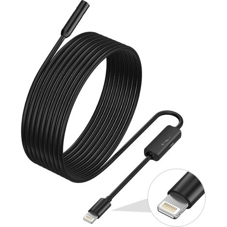 Endoskop Für Iphone, Ilihome-inspektionskamera Mit 5,5-mm-objektiv, Halbstarres Endoskop Mit 5 M Langem Ip68-kabel