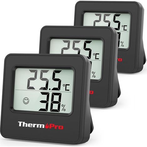 Thermopro Tp157-3 Digitales Hygrometer-thermometer Für Innenräume, Babyzimmer-thermometer Mit Temperatur- Und Feuchtigkeitssensor Und Komfortanzeige In Gesichtsform Für Gewächshaus, Weinkeller Und Bür