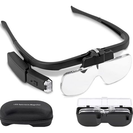 Kopfbandlupe, Neue Version Wiederaufladbare Led-kopfbandlupe, Freihändige Headset-lupe, Usb-aufladung Mit Licht Und 3 Abnehmbaren Linsen (1,5x-2,5x) Zum Lesen Usw.