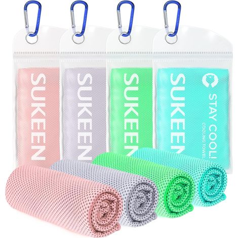 Sukeen Kühlhandtuch-set, 4er-pack (100 X 30 Cm), Schnelltrocknendes Kühlhandtuch, Fitnesshandtuch, Sporthandtuch, Golfhandtuch, Yoga-kühlhandtuch Für Nacken Und Hals