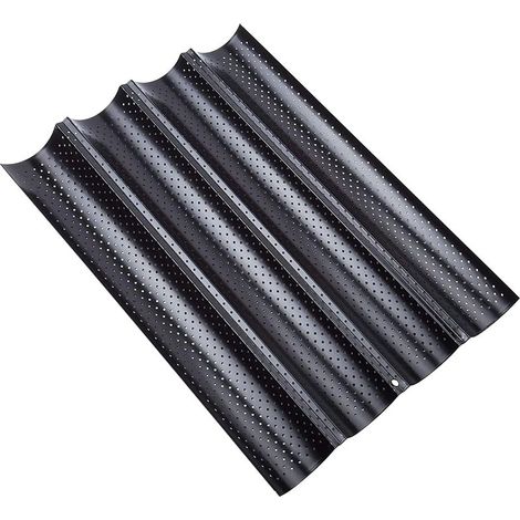 Perforiertes Brotblech Für 4 Baguettes, Wendbare Antihaft-backform Für Kekse Und Gebäck, 38 X 33 Cm, Schwarz