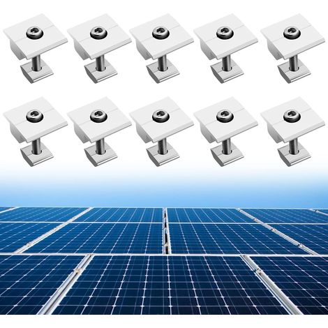 Anbte 10 Stück 30 Mm T-winkel Aus Aluminiumlegierung Mit Mittelklemmung Und 10 M8 X 48 Mm Schrauben Für Photovoltaik-solarmodule