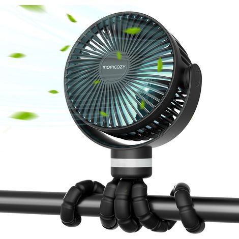 Momcozy 8000 Mah Tragbarer Kinderwagenventilator, 27 Stunden Akkulaufzeit, Abnehmbarer Ventilator Mit 4 Geschwindigkeitsstufen Und 360°-drehung, Nachtlicht, Usb-aufladbar, Ideal Für Reisen, Sitzgelege