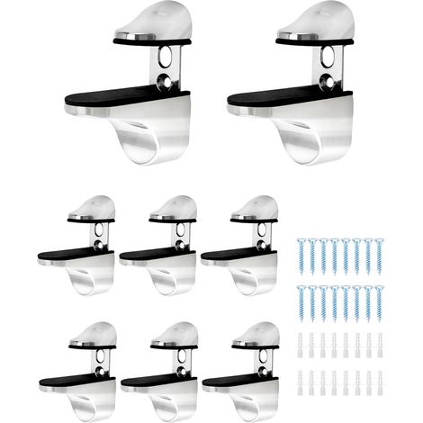 Qwork Set Mit 8 Verstellbaren Glasregalhalterungen Aus Zinklegierung Für Holz-/glasregale Mit Einer Dicke Von 3 Bis 20 Mm