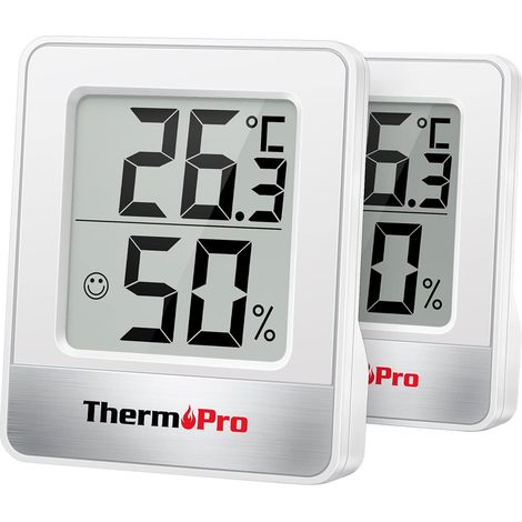 Thermopro Tp49-2 Kleines Digitales Hygrometer, Innenthermometer, Umgebungsthermometer, Temperaturmonitor Und Feuchtigkeitsmesser Für Zuhause, Büro, Komfort, Reptilienthermometer, 2 Stück