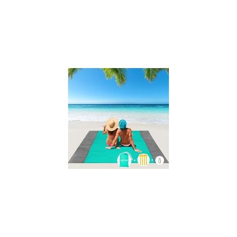 Tragbare, Wasserdichte Strandmatte 200 X 210 Cm – Sandabweisende Matte Mit 4 Eckbefestigungen Für Picknicks, Camping Und Reisen